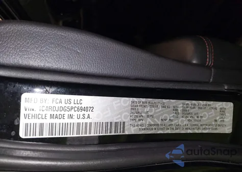 2023 Dodge Durango Gt Awd из США, поврежденный, VIN 1C4RDJDG5PC694072